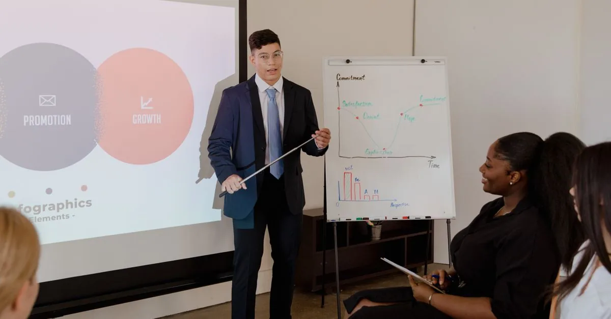 Equipo de ventas reunido y motivado en una oficina